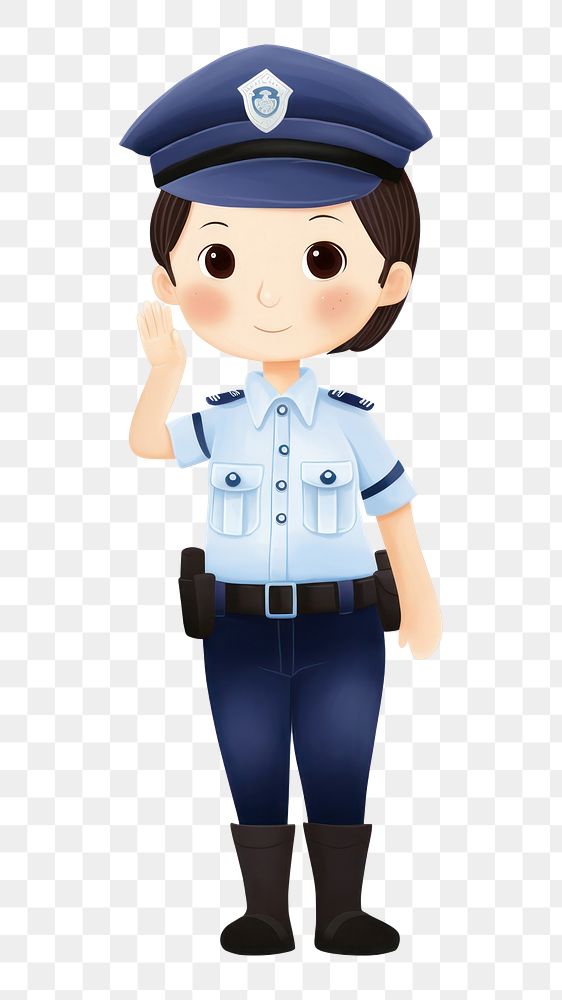 PNG Girl wearing police uniform white background protection authority. AI generated Image by rawpixel.