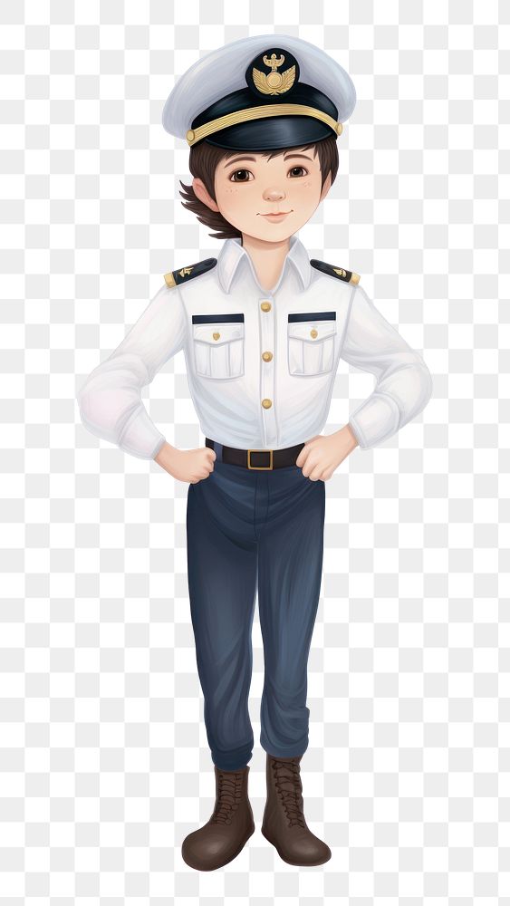 PNG Kid wearing pilot uniform officer white background accessories. AI generated Image by rawpixel.