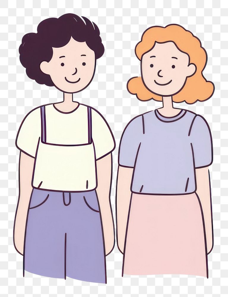 PNG 2 female close friend cartoon white background togetherness.