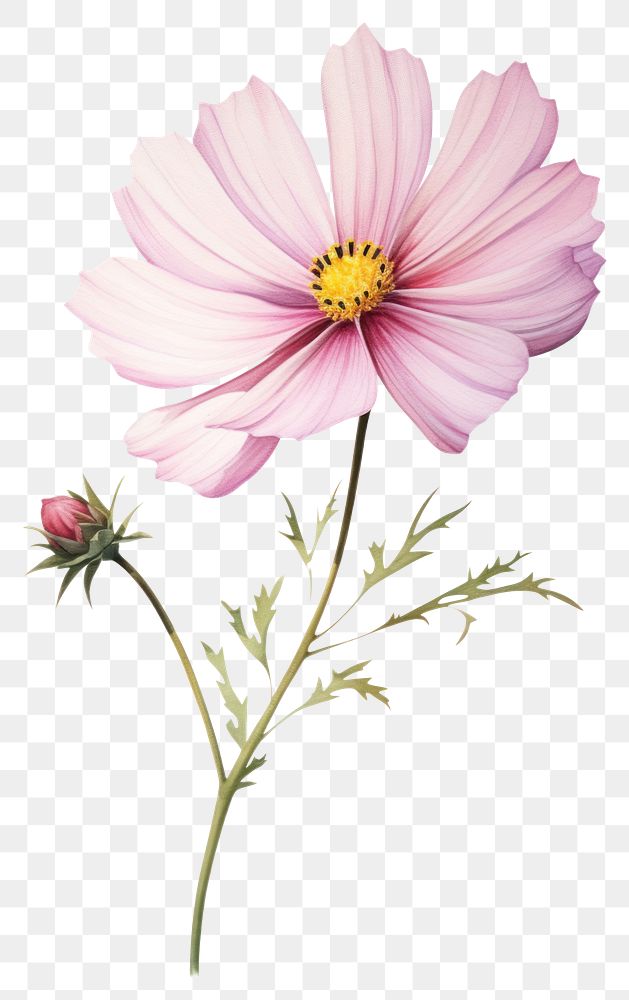 PNG Watercolor cosmos flower blossom petal plant