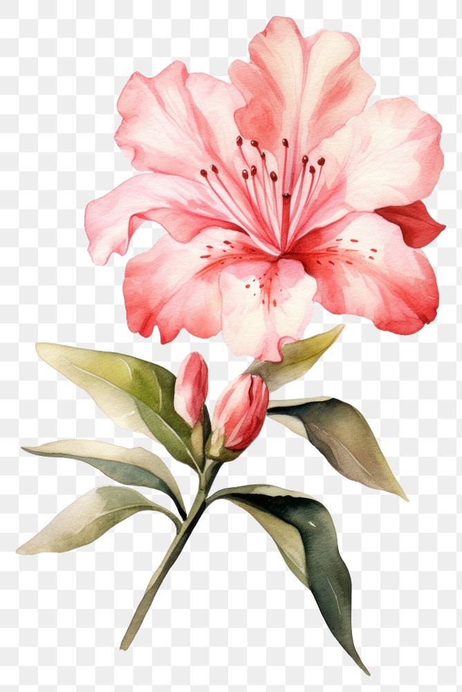 PNG Watercolor azalea flower blossom petal plant