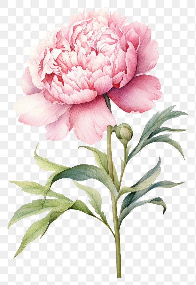 PNG Watercolor peony flower plant rose white background