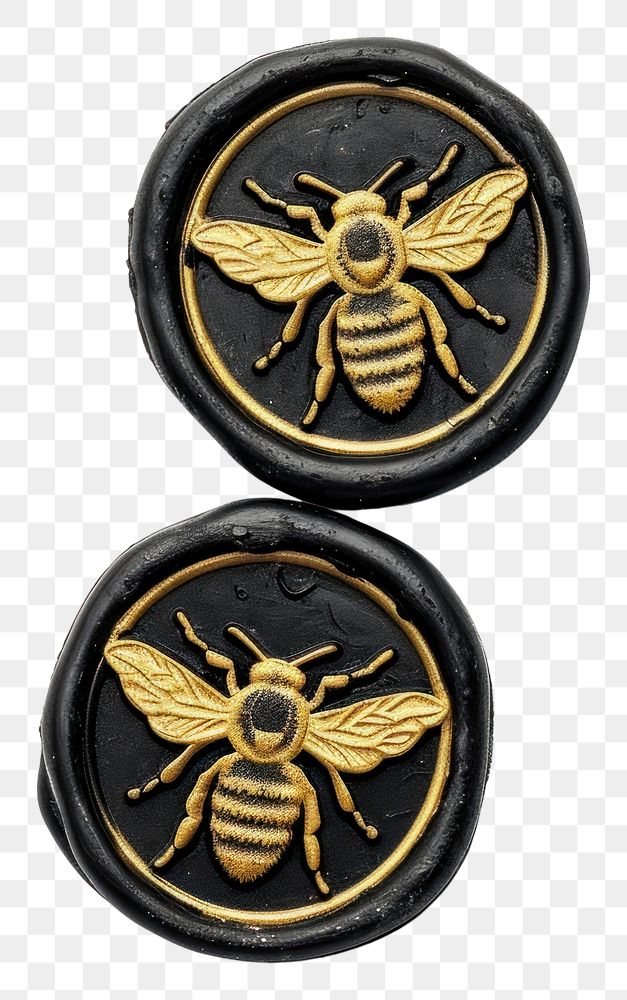PNG  Seal Wax Stamp bees locket badge white background.