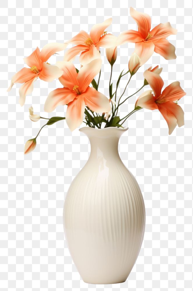 PNG  Flower vase plant white white background. AI generated Image by rawpixel.