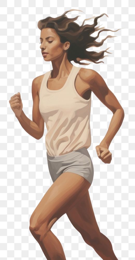 PNG  A woman running jogging shorts adult. AI generated Image by rawpixel.
