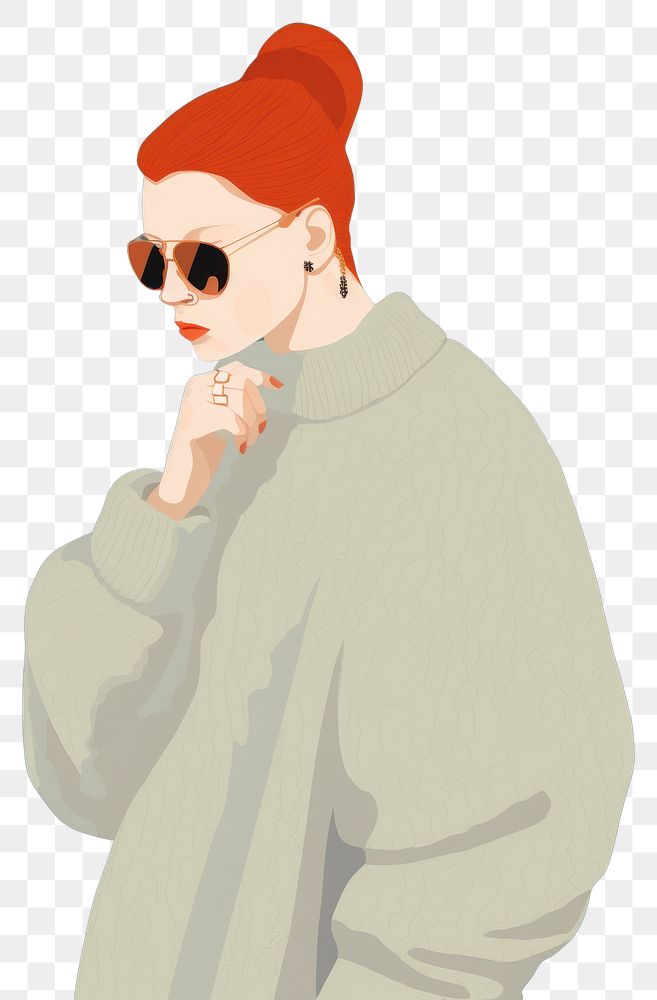 PNG Lady with red hair portrait cartoon adult.