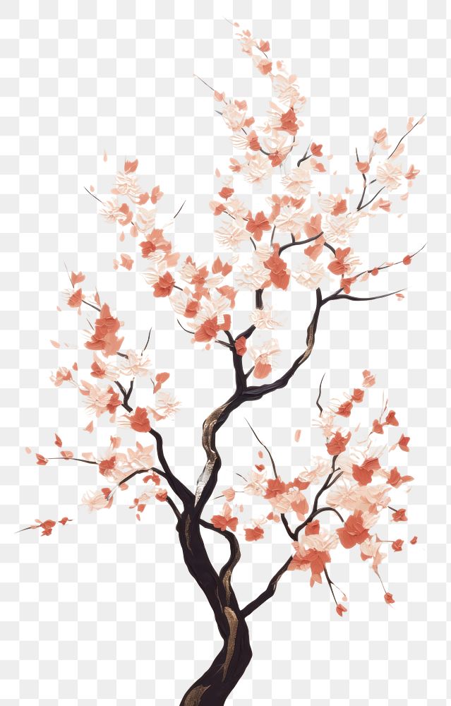 PNG  Sakura tree painting blossom flower