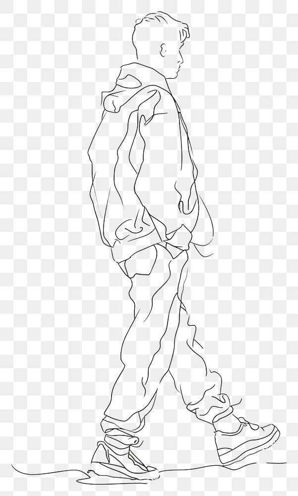 PNG Line art man walking footwear drawing sketch.
