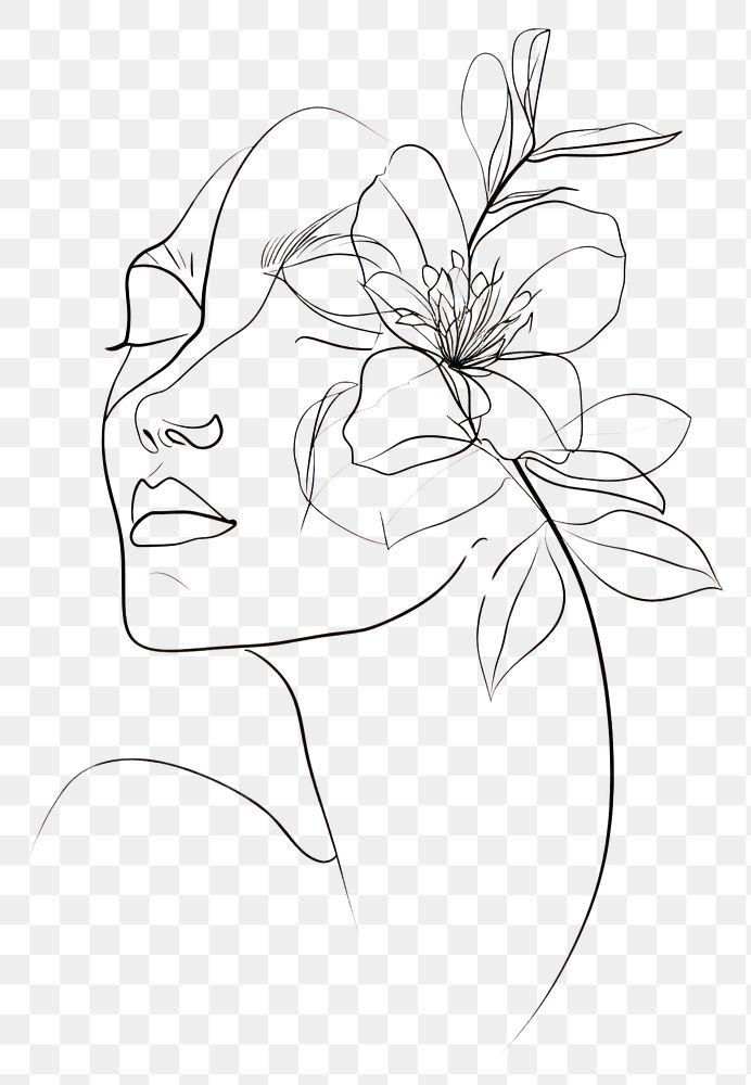 PNG Simple line art woman drawing sketch illustrated