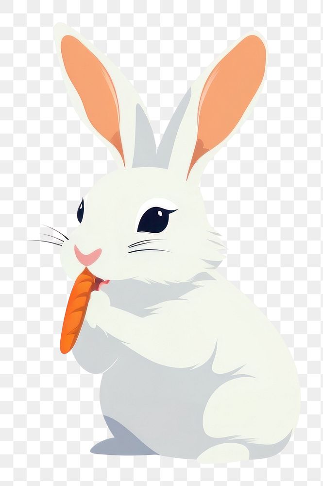 PNG A rabbit eating carrot animal mammal white. AI generated Image by rawpixel.