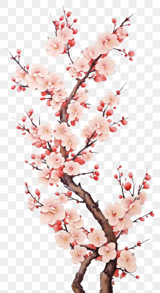 PNG Cherry blossom flower cherry plant wall. AI generated Image by rawpixel.