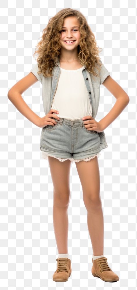 PNG A girl standing shorts white background