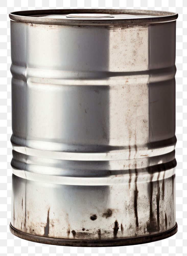 PNG A Metal silver Oil barrel metal white background container. AI generated Image by rawpixel.
