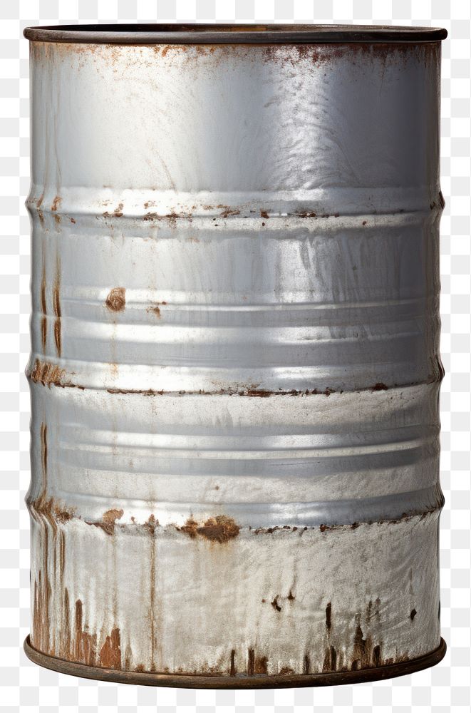 PNG A Metal silver Oil barrel metal old white background. AI generated Image by rawpixel.