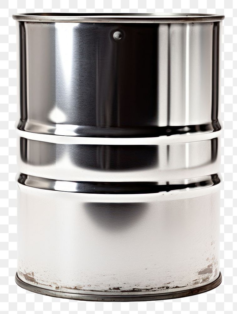 PNG A Metal silver Oil barrel metal white background container. AI generated Image by rawpixel.