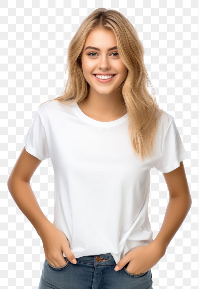 PNG A Young woman pointing index finger at her chest t-shirt sleeve blouse. AI generated Image by rawpixel.