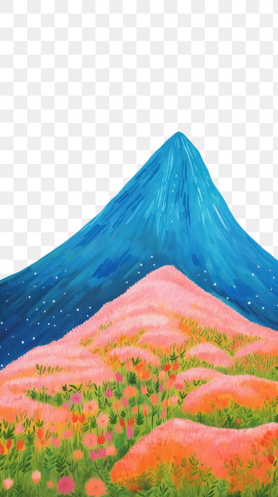 PNG  Apls mountain with flowers landscape outdoors painting. AI generated Image by rawpixel.