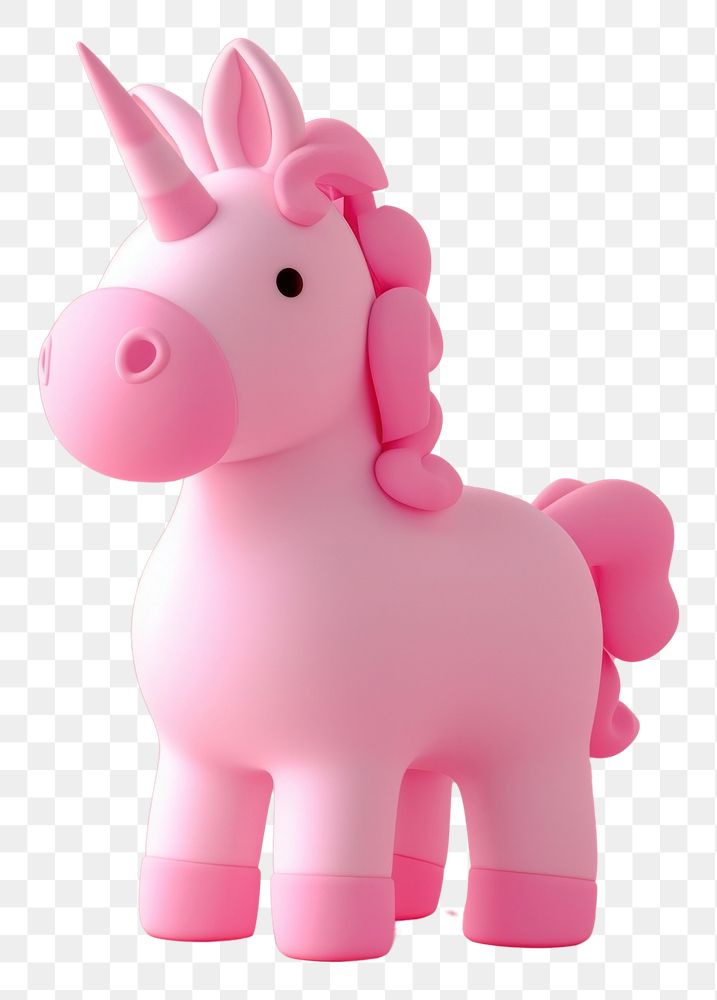 PNG 3d render icon of minimalist cute unicorn figurine representation celebration.