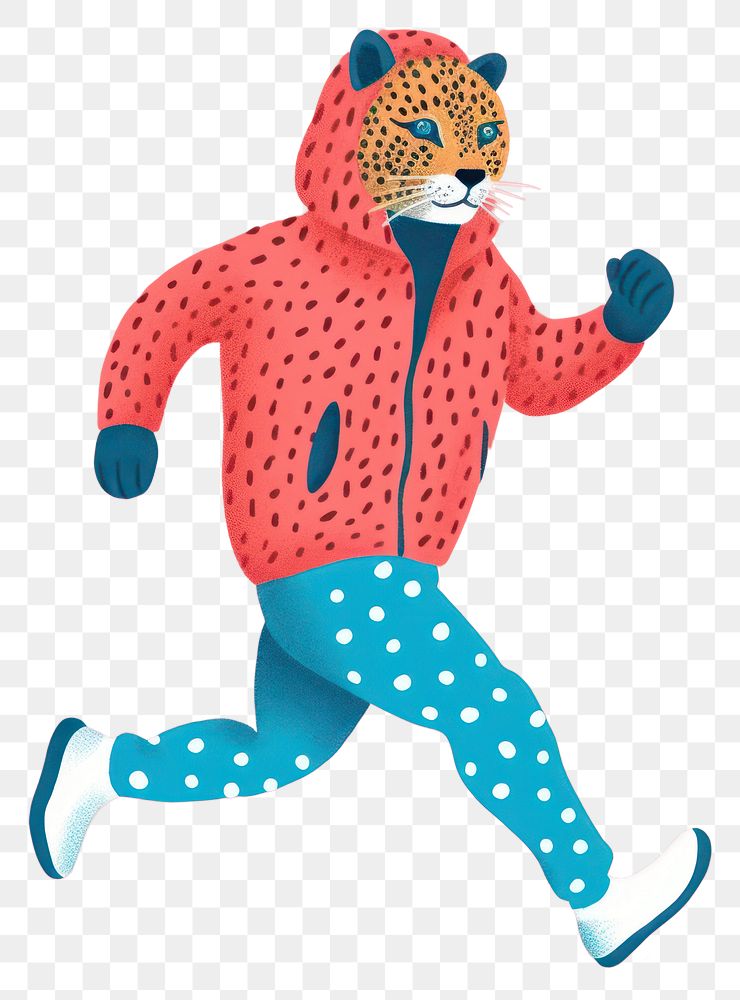 PNG Risograph printing illustration minimal of a cute cheetah jogging mammal animal representation.