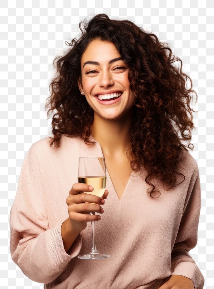 PNG  Woman smiling and chilling and celebrating new year laughing smile white background.