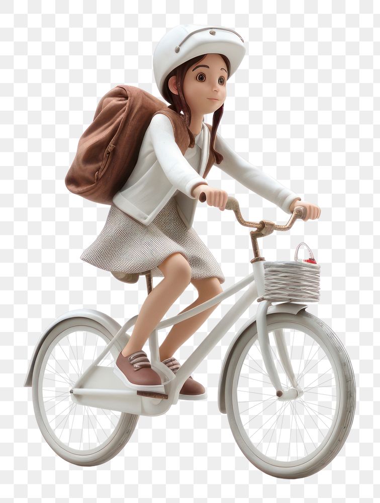 PNG  Girl ride bicycle vehicle cycling helmet.