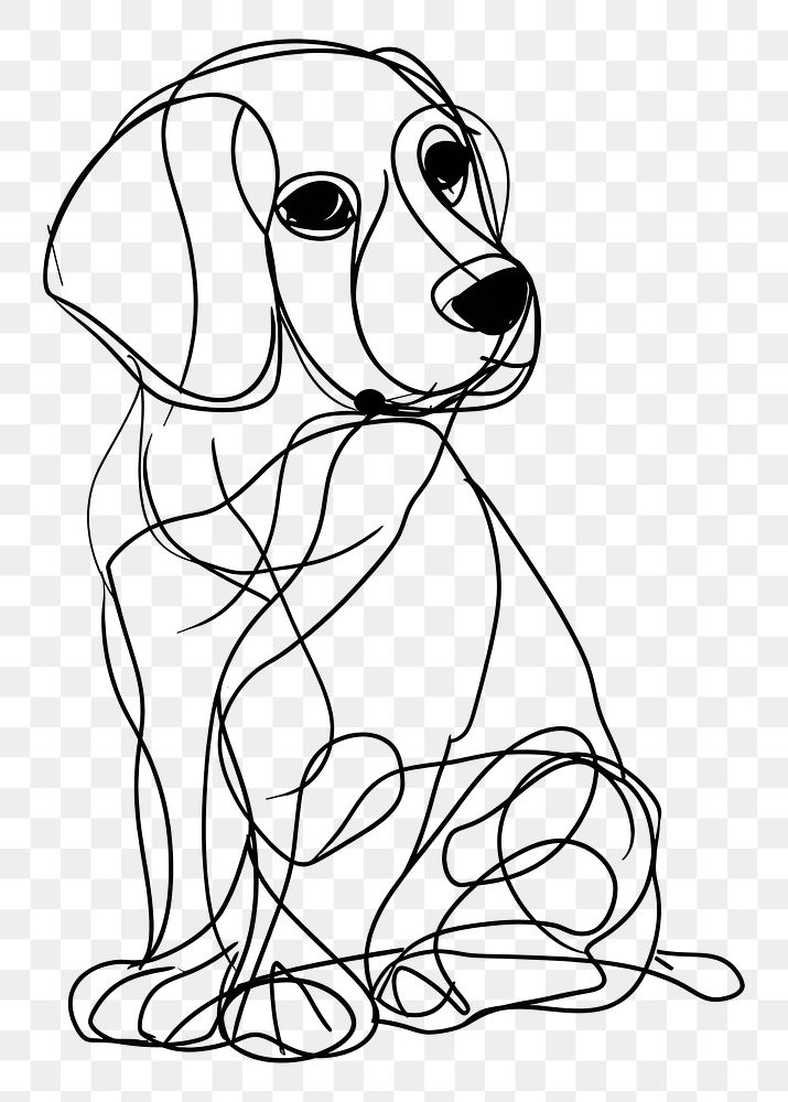 PNG  Continuous line drawing puppy animal mammal sketch.