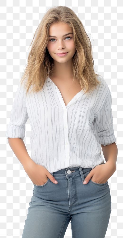 PNG  Beautiful teenage portrait blouse shirt. AI generated Image by rawpixel.
