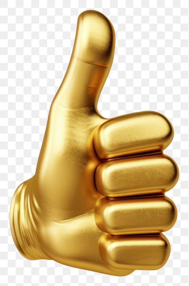 PNG  Thumbs up gold finger shiny.
