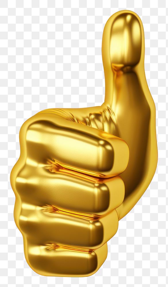 PNG  Thumbs up gold shiny white background.