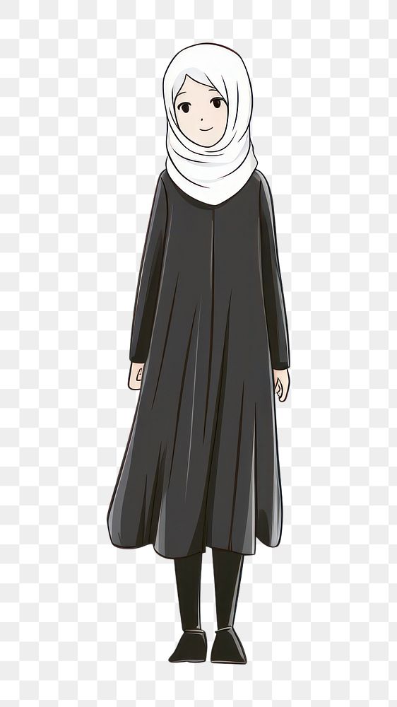 PNG Hand-drawn illustration muslim girl fashion sleeve adult.