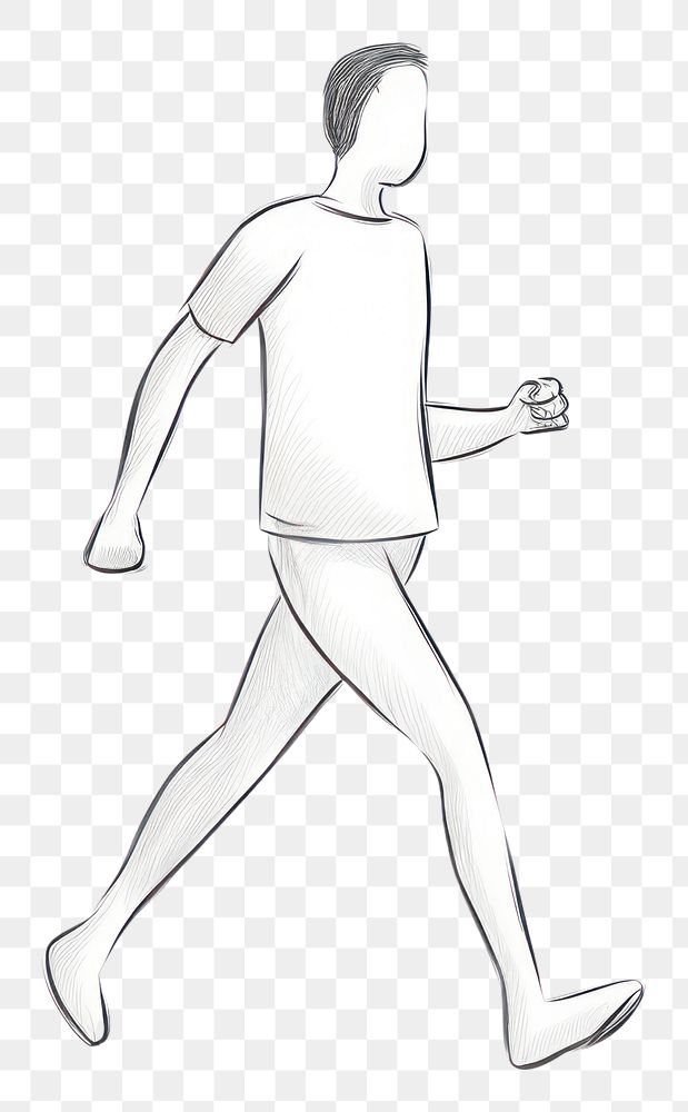 PNG Hand-drawn illustration runner man drawing walking sketch.