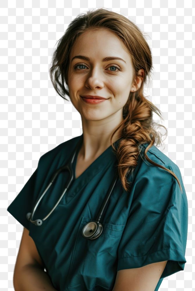 PNG  Nurse stethoscope portrait physician. AI generated Image by rawpixel.