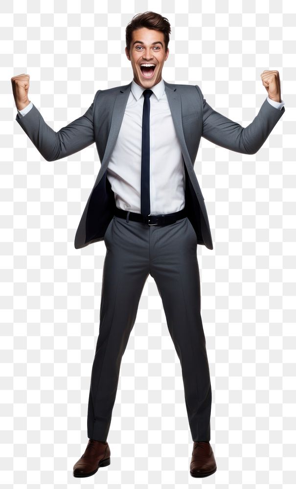 PNG  Businessman celebrationg victory tuxedo adult businesswear. AI generated Image by rawpixel.