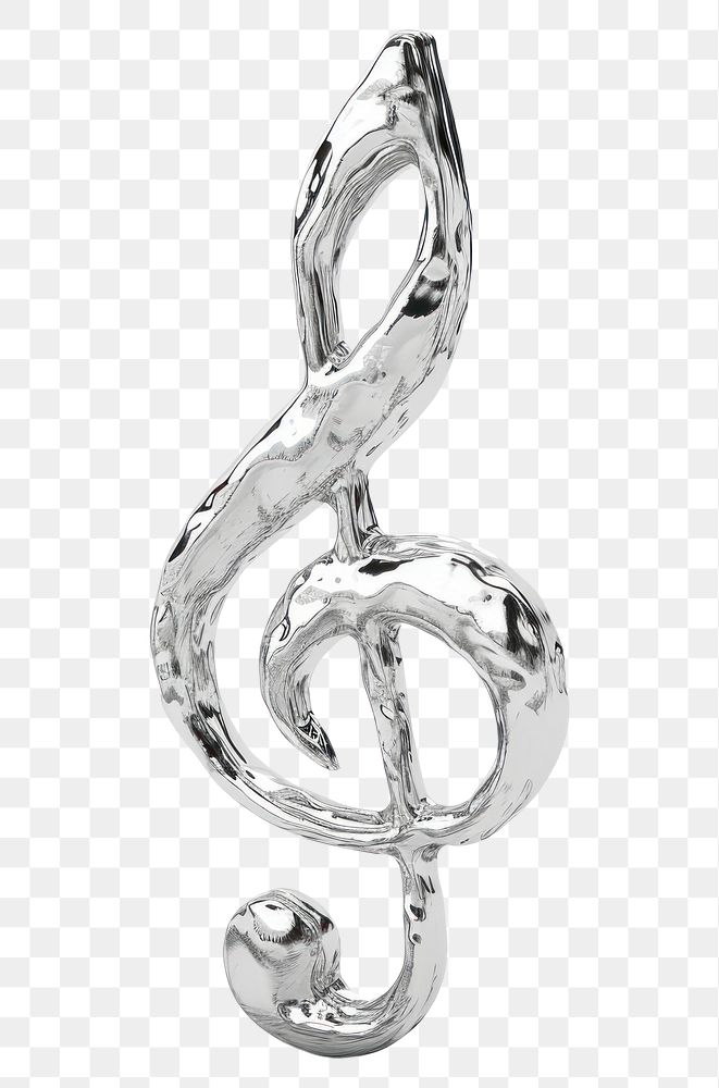 PNG Melting music note jewelry silver white background.