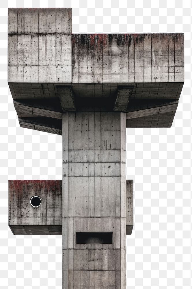PNG  Brutalist observation tower architecture building concrete.
