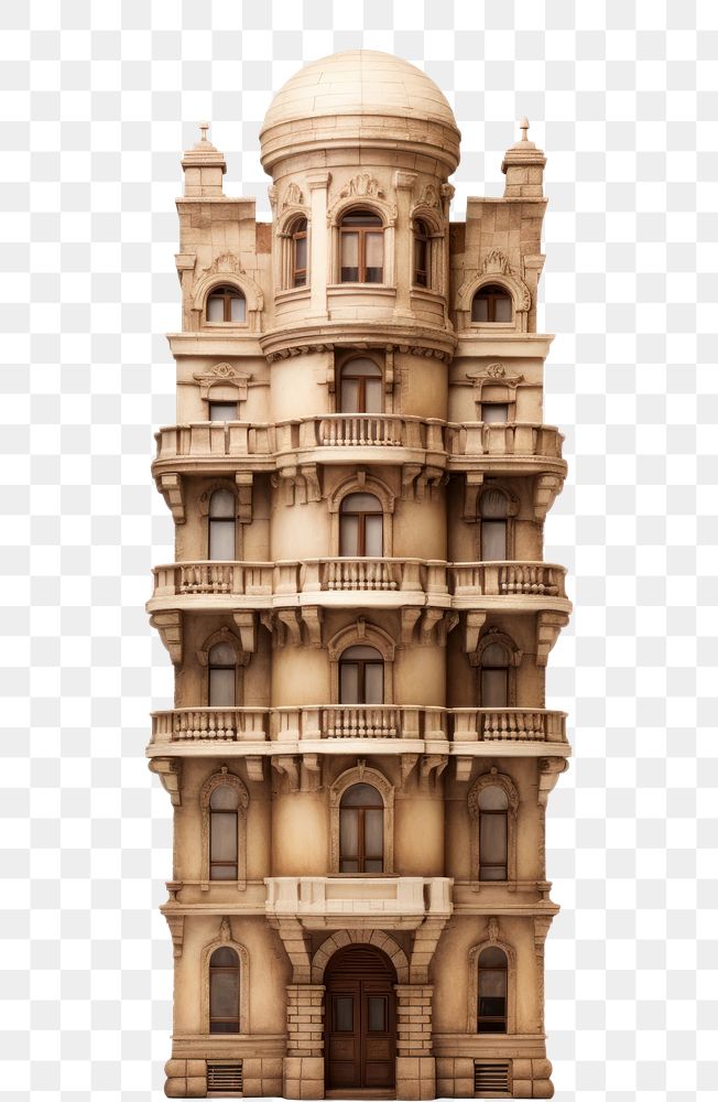 PNG  Tall american sandstone apartment architecture building tower.