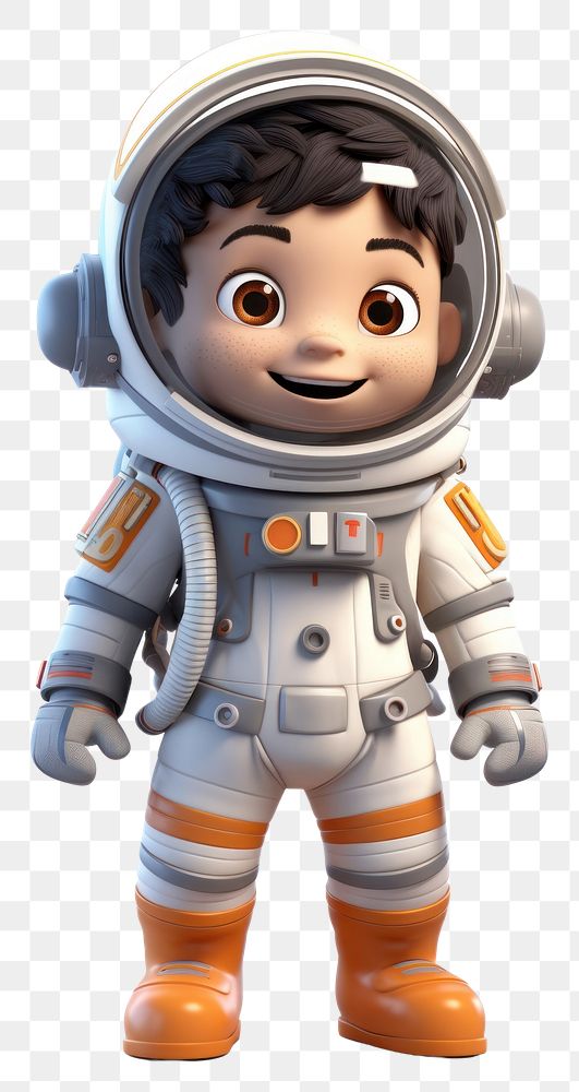 PNG Kid wearing space suit robot toy white background.