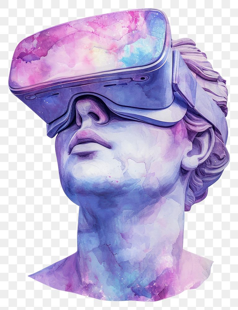 PNG Metaverse in Watercolor style glasses statue adult.