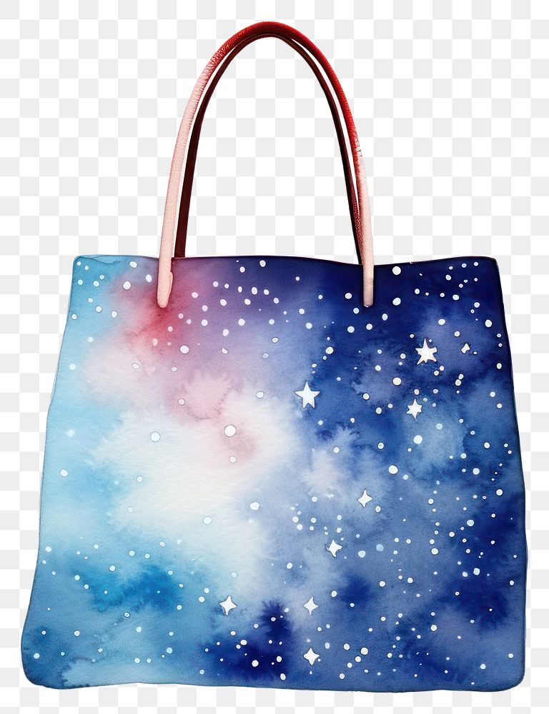 PNG Bag in Watercolor style handbag galaxy purse.