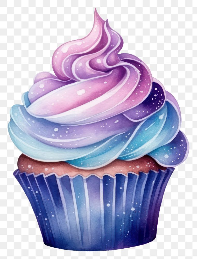 PNG  Cupcake in Watercolor style dessert icing cream.