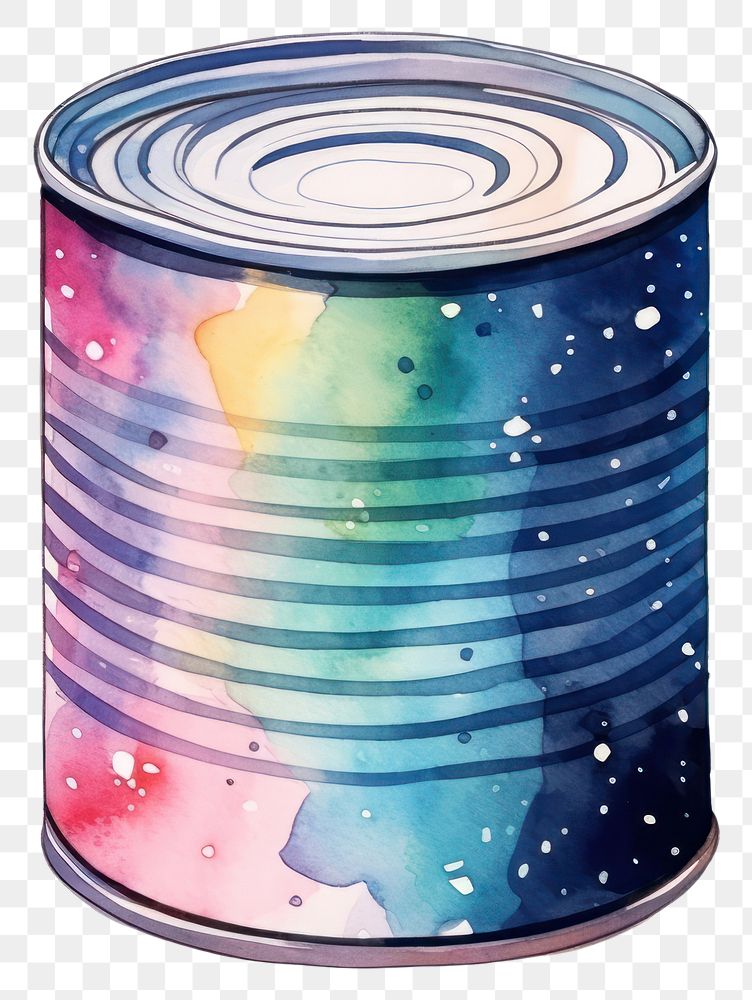PNG Canned food in Watercolor white background container aluminium.