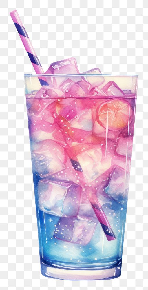 PNG  Cocktail in Watercolor style drink glass ice.