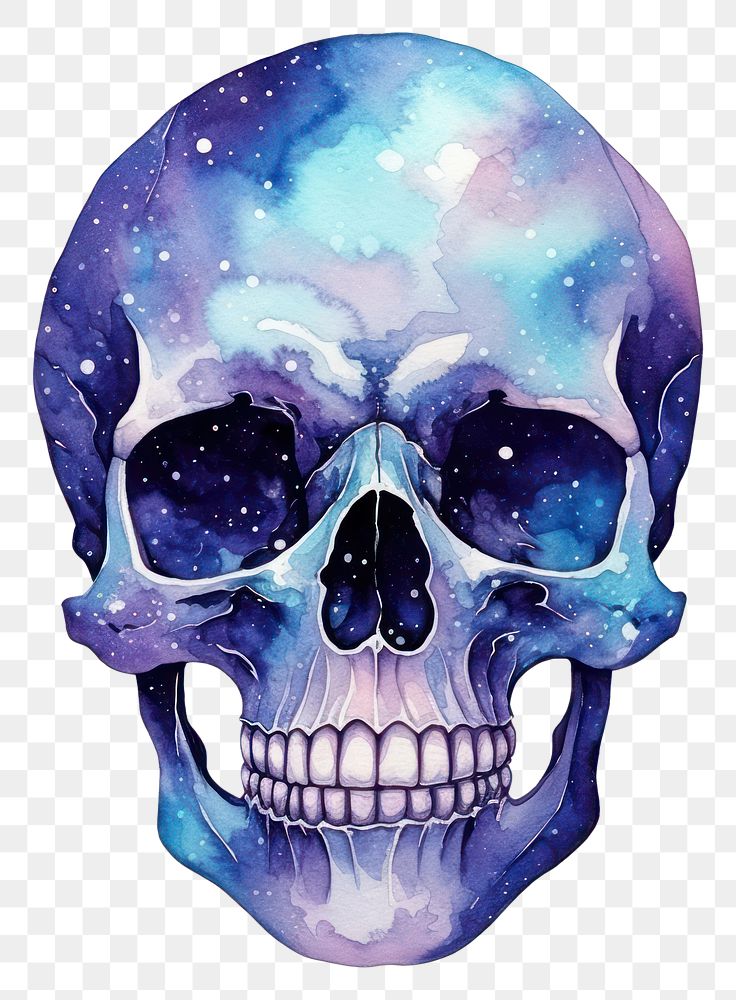 PNG  Galaxy element of head skeleton in Watercolor accessories creativity accessory.