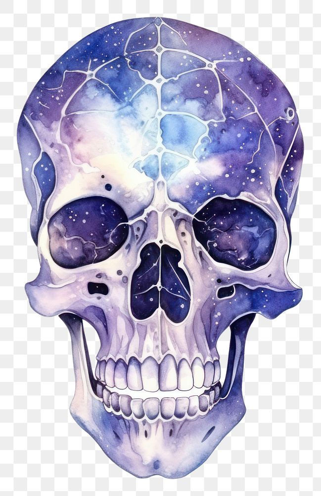 PNG  Galaxy element of skeleton in Watercolor white background accessories creativity.