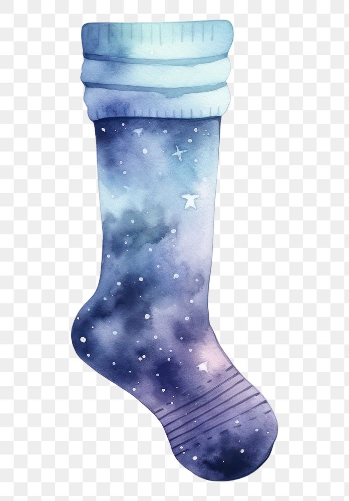 PNG Sock in Watercolor style white background christmas footwear.