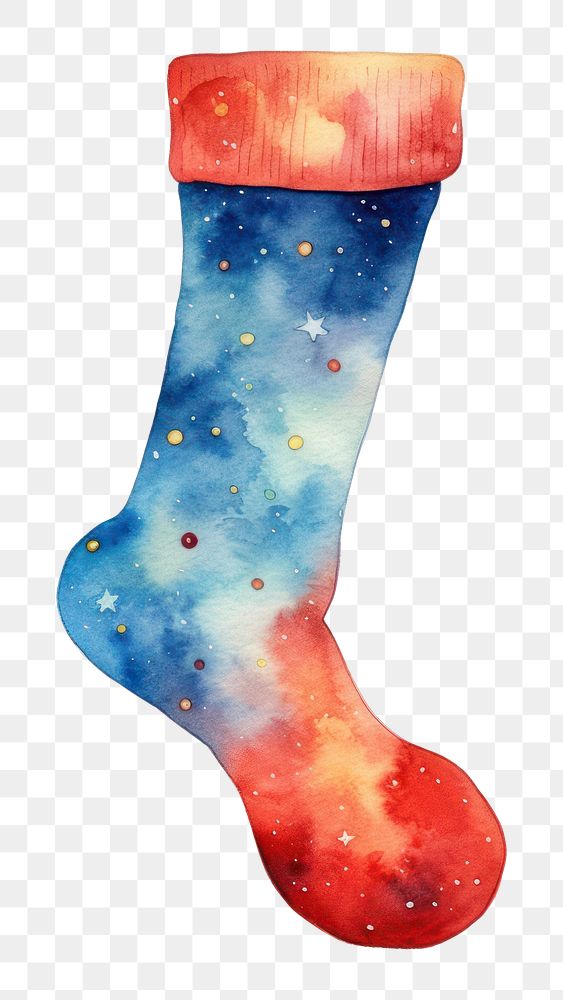 PNG Sock in Watercolor style star white background creativity.