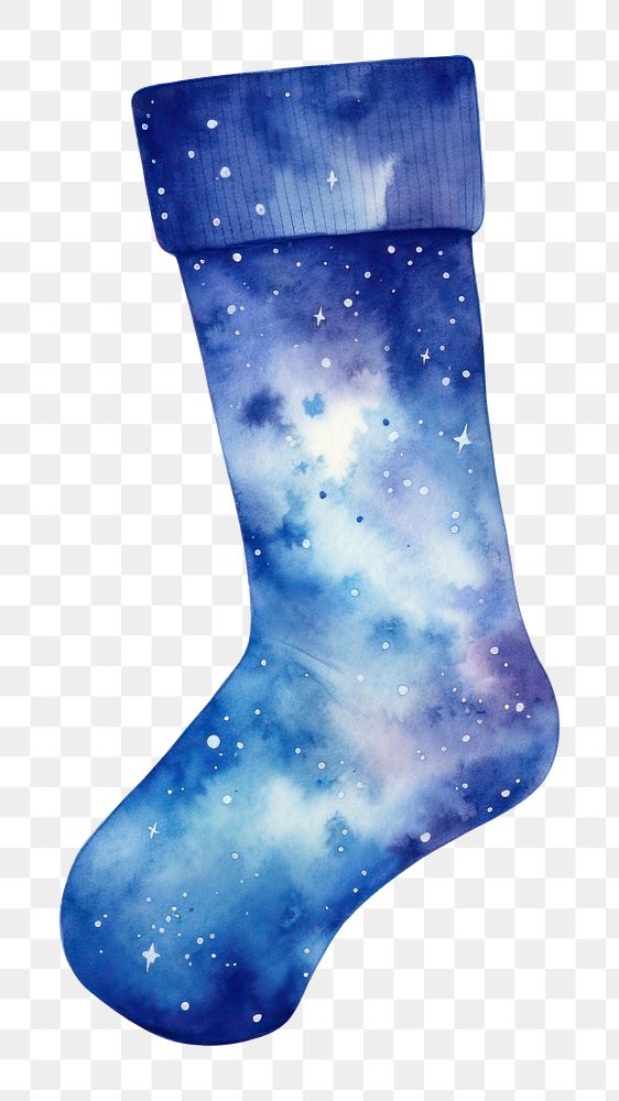 PNG Sock in Watercolor style galaxy star white background.