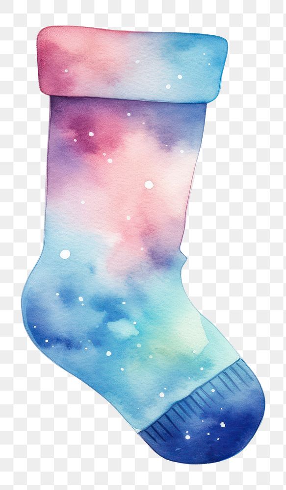 PNG Sock in Watercolor style white background creativity christmas.