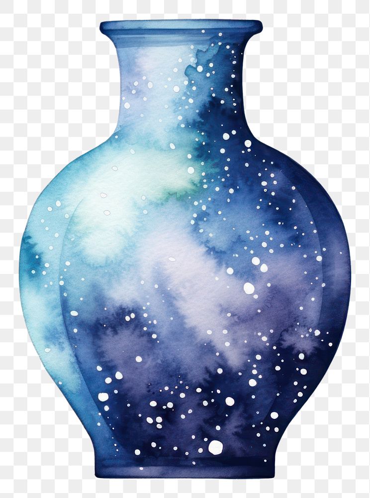 PNG  Vase in Watercolor style porcelain star art.