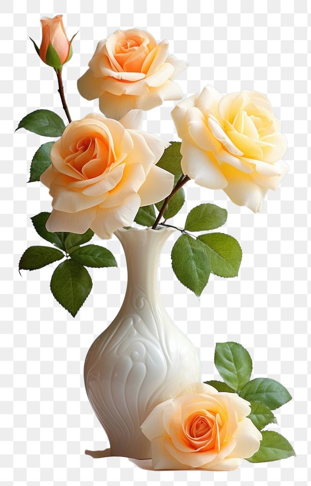 PNG Beautiful blooming roses vase flower plant.